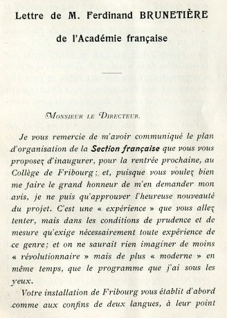 lettre de M. Ferdinand BRUNETIERE