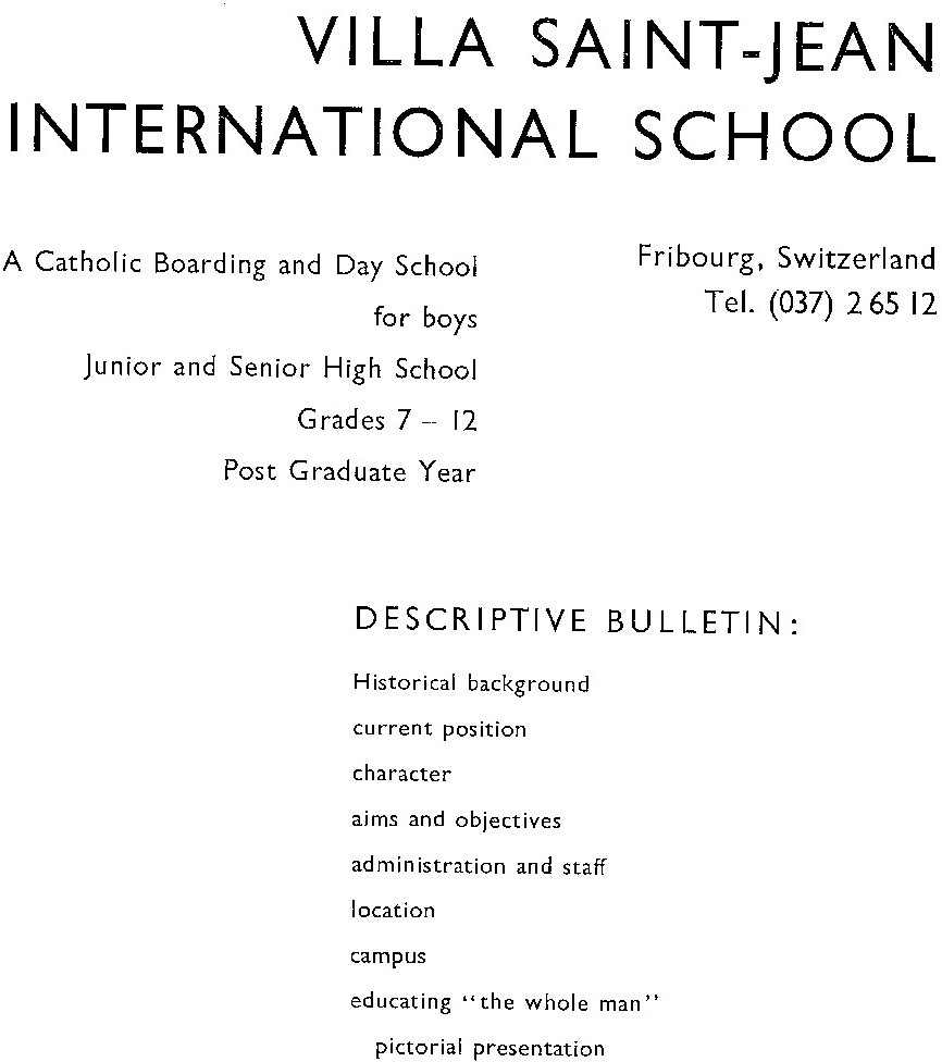 Inside Page of Villa Saint Jean Advertising Pamphlet
