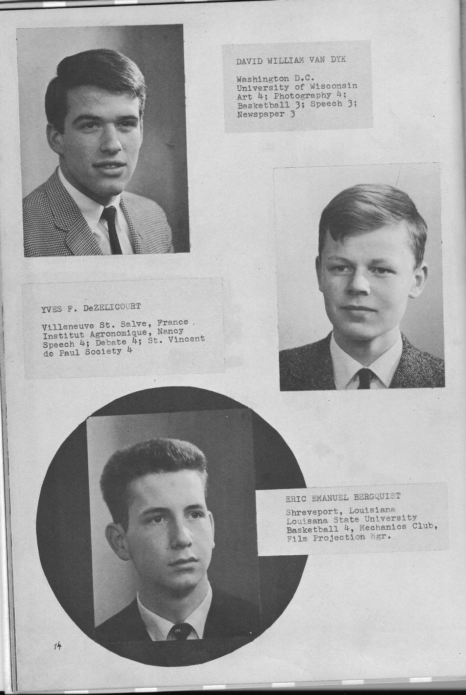 SENIORS Individual Photos 3 for  Villa Saint Jean International School  1964 Yearbook Le Chamois
