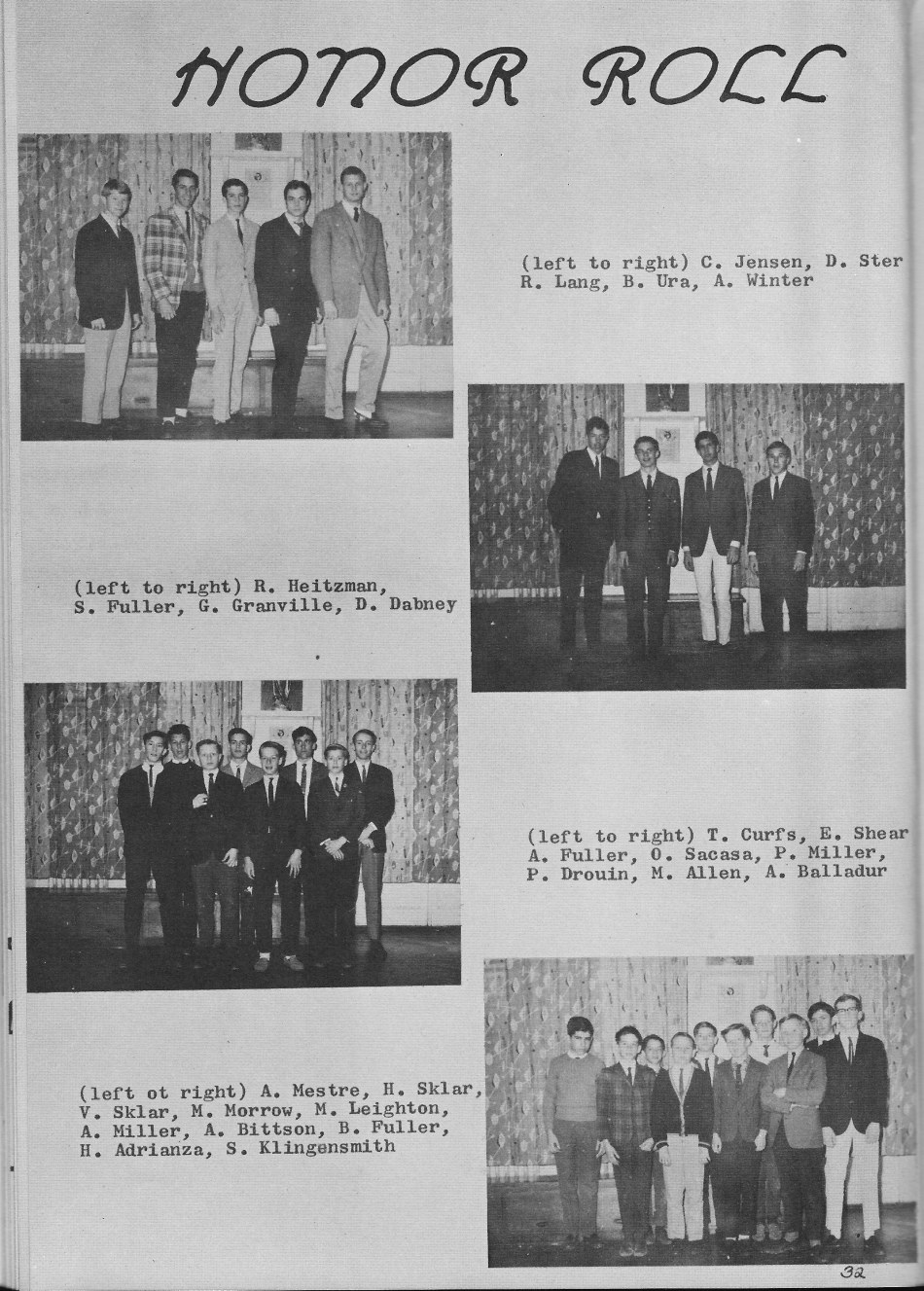 HONOR ROLL   for Villa Saint Jean International School  1965 Yearbook Le Chamois