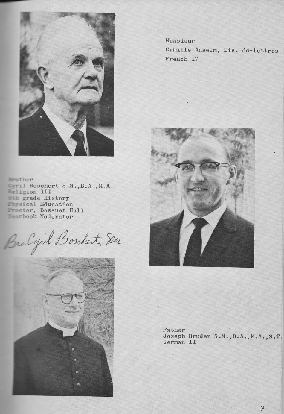 Faculty 1 Page for Villa Saint Jean International School  1965 Yearbook Le Chamois