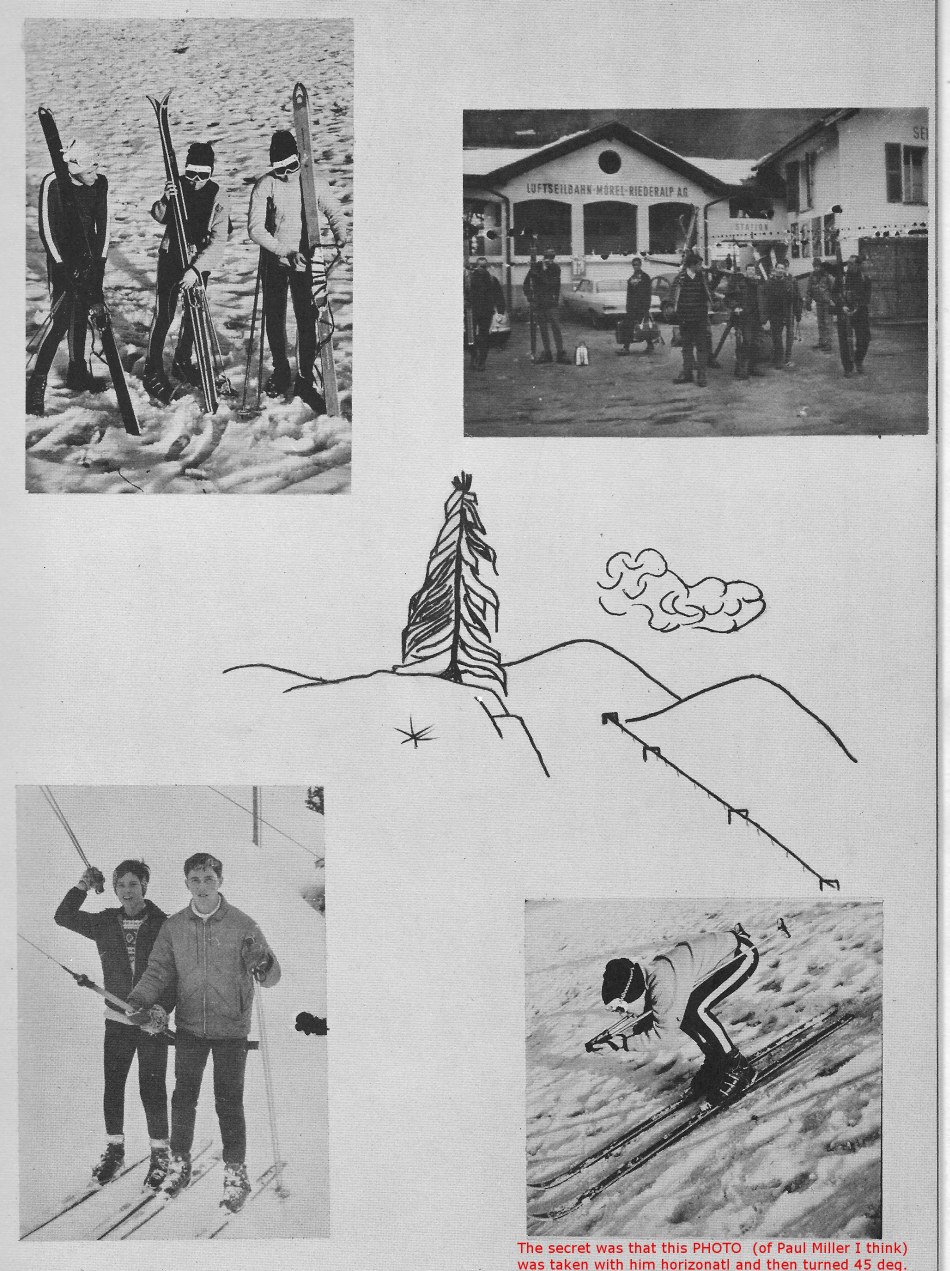 Skiing  PHOTOs 2  for Villa Saint Jean International School  1965 Yearbook Le Chamois