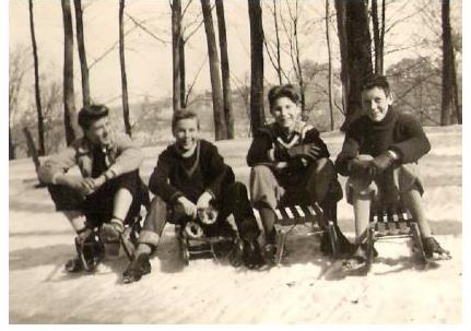   PHOTO Villa Saint-Jean School Fribourg Switzerland Students on Sleds 1951