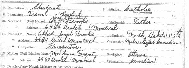  Hubert Brooks RCAF Application Form 2 