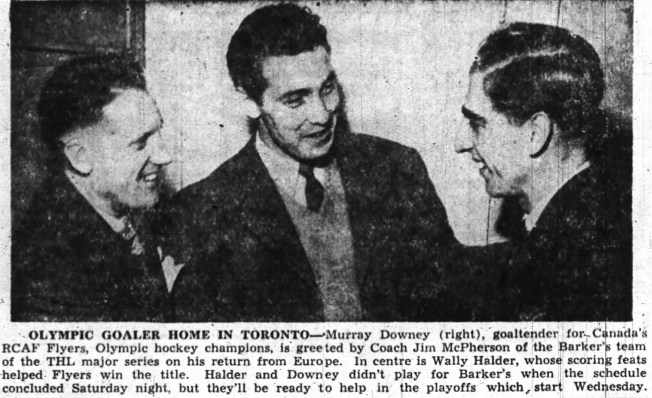 Photo: March 9 1948 RCAF Flyers Murray Dowey and Wally Hadler Back In Canada