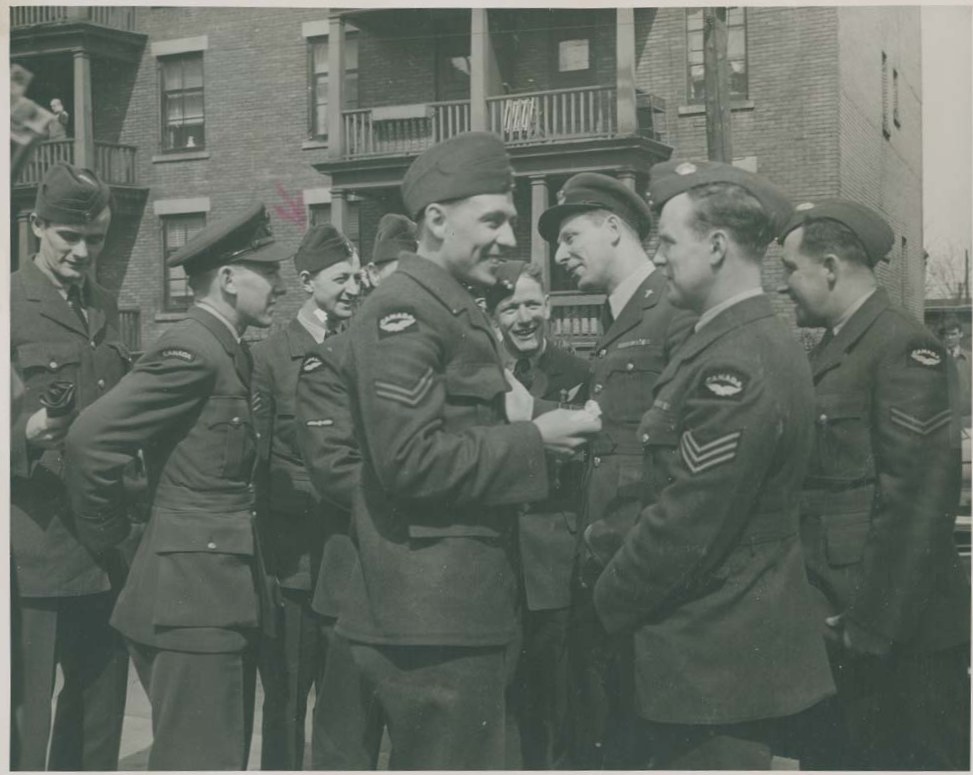 Photo: A Number of RCAF Flyers Outside Beaver Barracks in Ottawa B