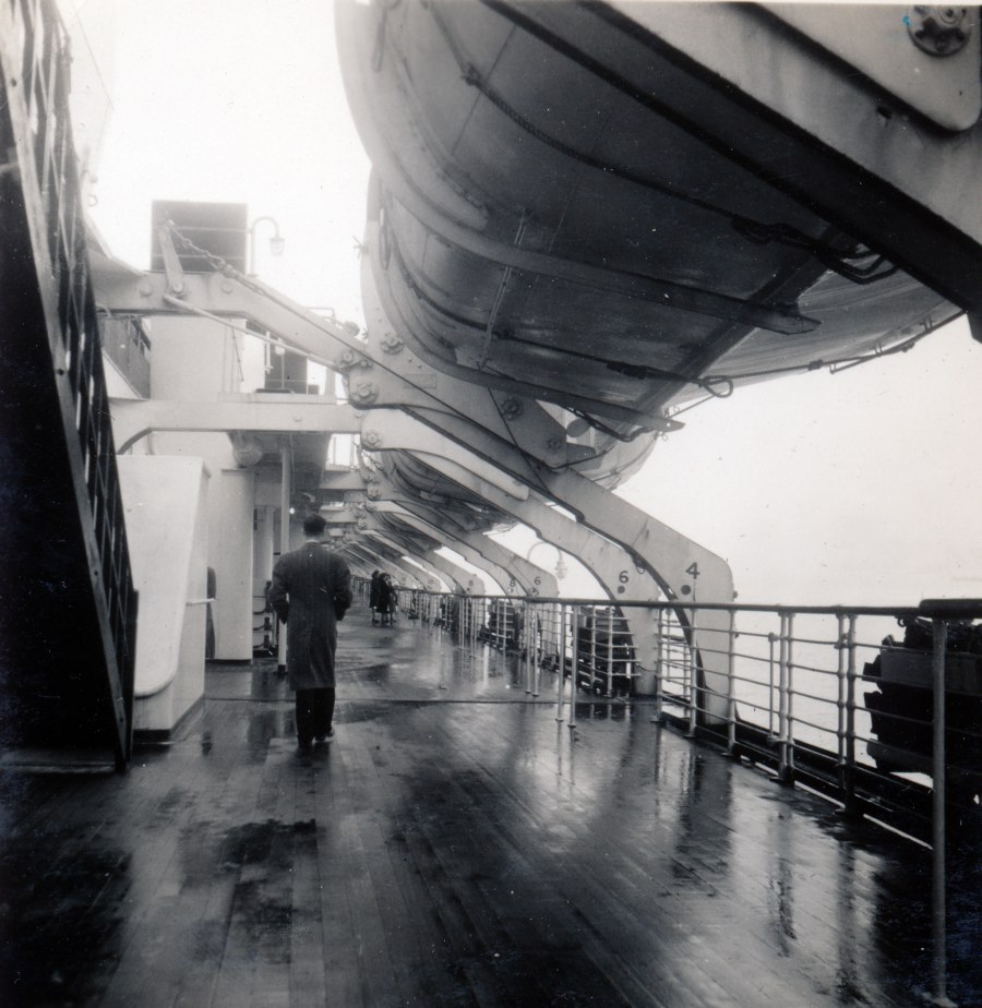 Photo: Walking The Deck of the Queen Mary April 1948 