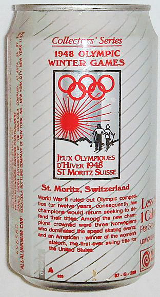 1998 Diet Coke Soda Can commemerating 1948 Olympics 