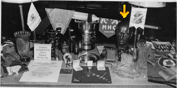 Photo: Gifts and momentos presented to RCAF Flyers during post– Olympic Hockey Tour