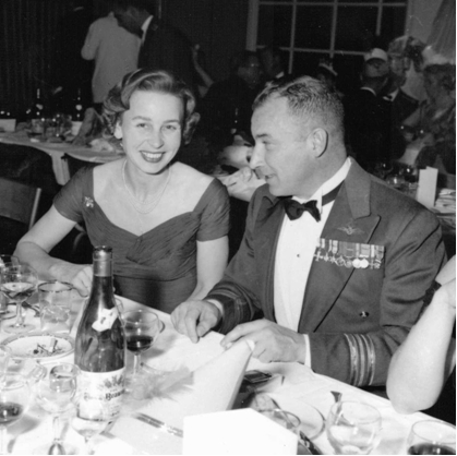 NewsPhoto:Hubert Brooks and Birthe Brooks dining out in Paris at a military function