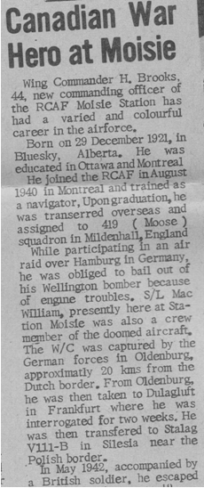 Sept Iles newspaper L'Avenir coverage of Hubert Brooks assuming command of RCAF Moisie 4