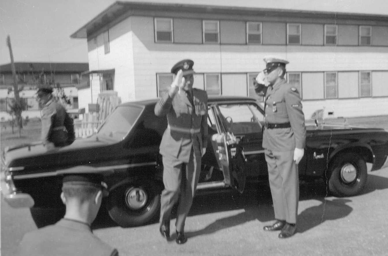 Photo: W/C Brooks emerges from Car at Start of Change of Command Ceremony