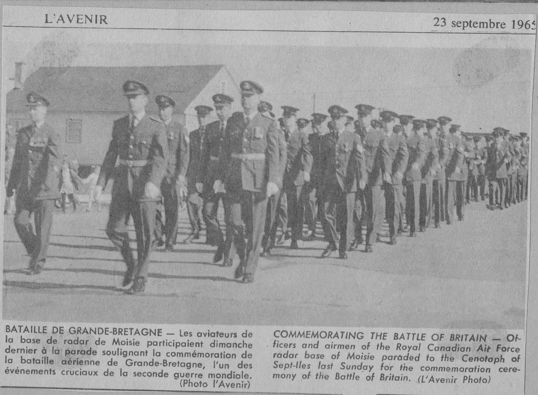 Photo: RCAF Moisie Airmen Parade at Battle of Britain Ceremony 