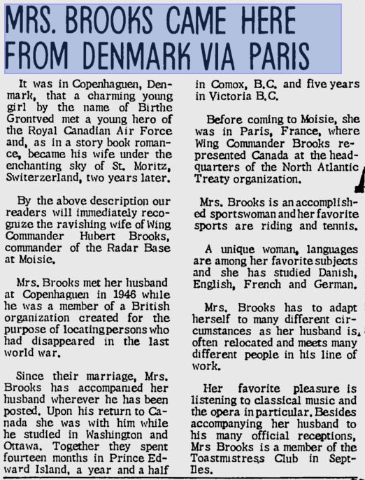 Photo: L'Avenir May 3, 1966 article on Birthe Brooks English 