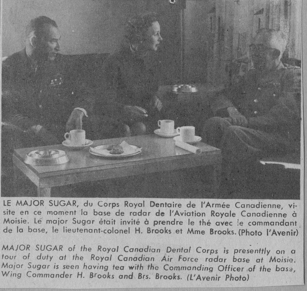 Photo: Major Sugar vists W/C Hubert Brooksalso and wife Birthe in Moisie