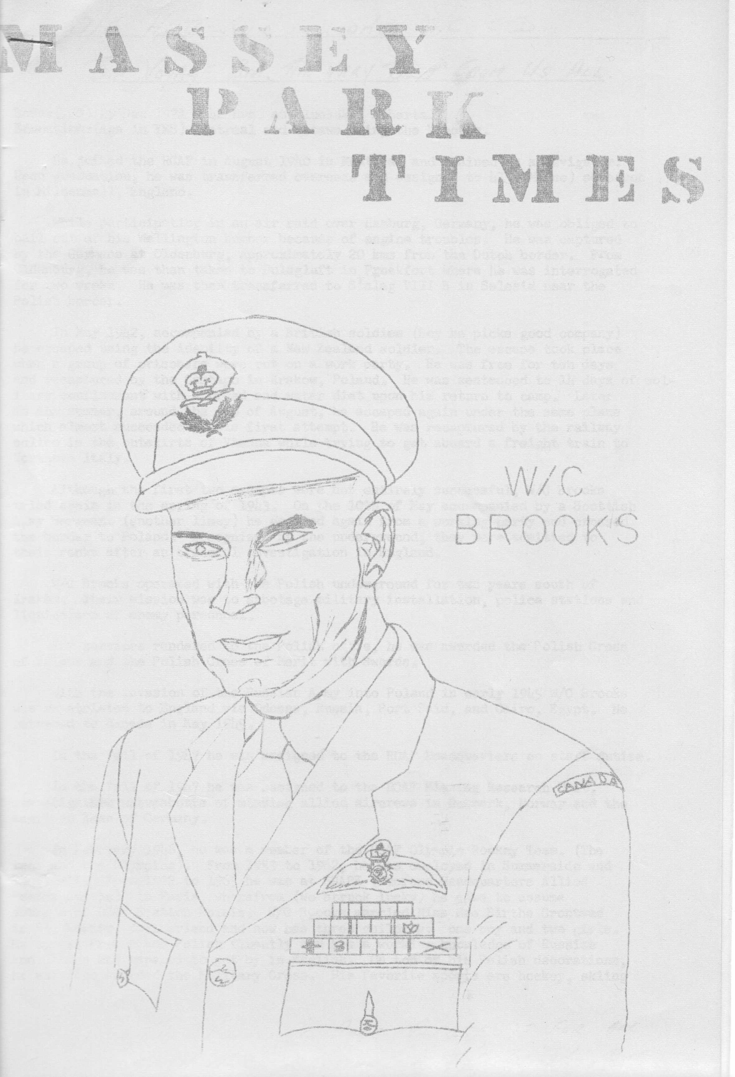 Photo: Cover page Massey Park Times Farewell to W/C H Brooks  
