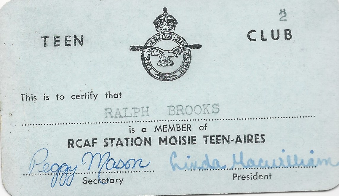 Teen Club Membership Card at RCAF Moisie 