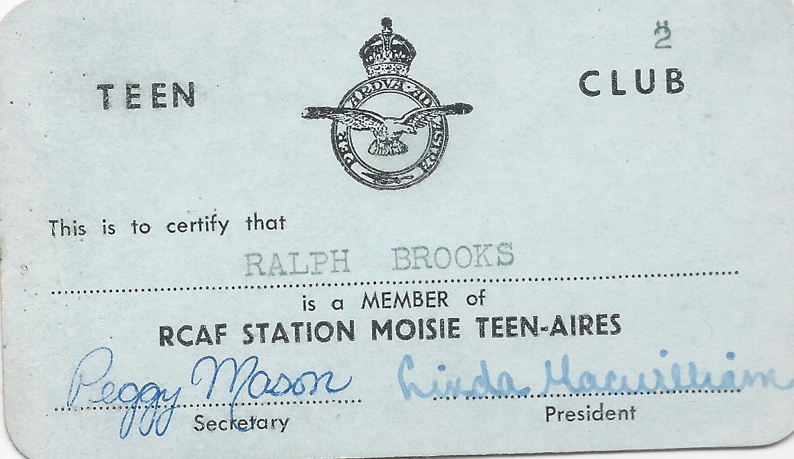Teen Club Membership Card at RCAF Moisie 