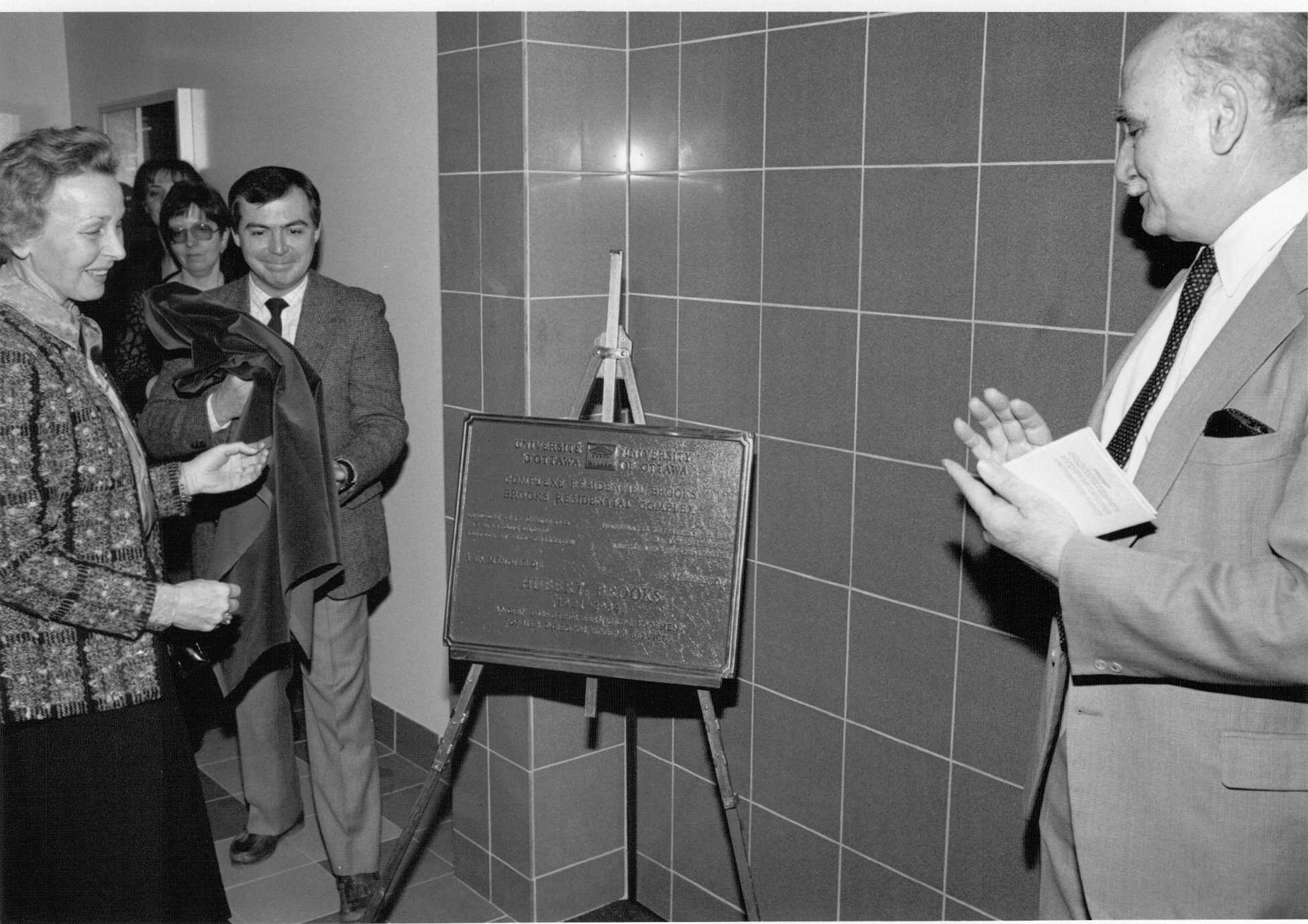 University of Ottawa Brooks  Residence Dedication Ceremony Photo 2 with Birthe Brooks Unveiling Commemorative Plaque