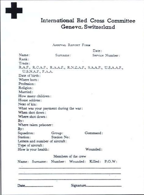 Bogus Red Cross Form at Dulag Luft POW Camp