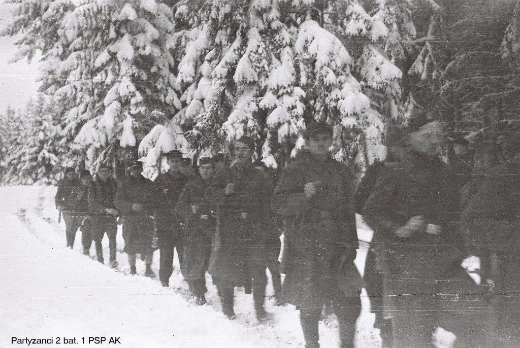 Photo of 2 Batallion of 1PSP AK Marching in Winter 1944/1945 