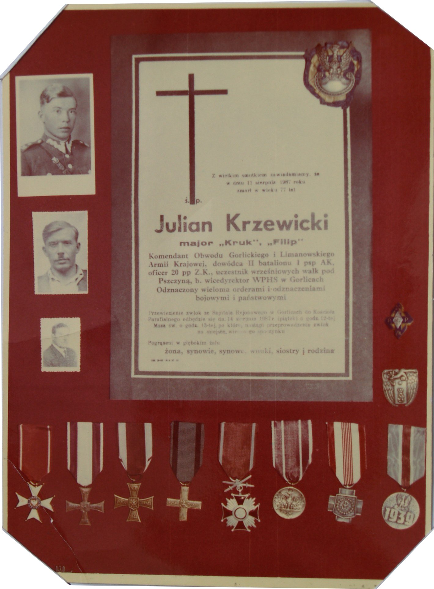 PHOTO of Plaque Commemerating Julian Krzewicki Military Achievements During WW II