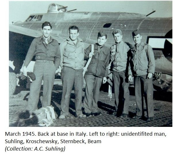 PHOTO of Evading B17G Crew Suhling, Kroschewsky,  Sternbeck, Beam March 1945 in Starpaone Italy