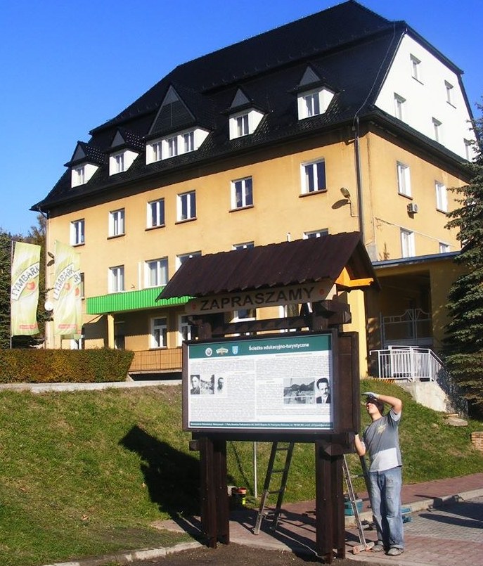 Image of Tymbark Town Center - the start of a tourist-educational historical trail commemorating  the Polish Home Army  clandestine activities in 1939-1945