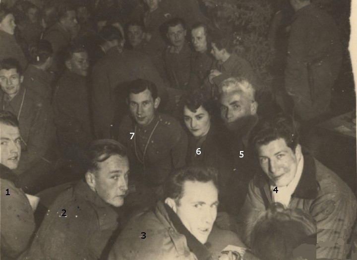PHOTO: Downed Allied Airmen Celebrate Xmas Eve 1944 with Their Polish Hosts  at the Bukowkach Szczawa Sawmill