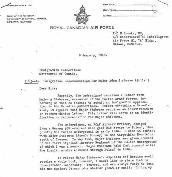 Image 1 of Letter from Hubert Brooks supporting Borowy immigration to Canada