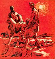 Graphic of burial of officer responsible forPorąbka Massacre  
