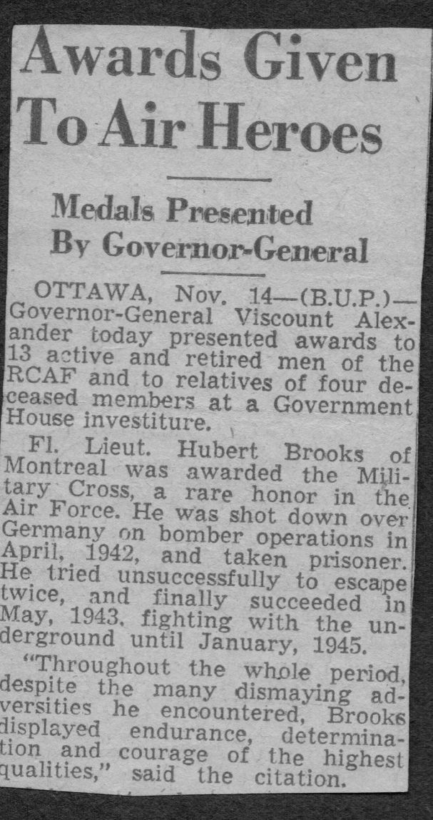 Newspaper Photo 2 Hubert Brooks Military Cross award