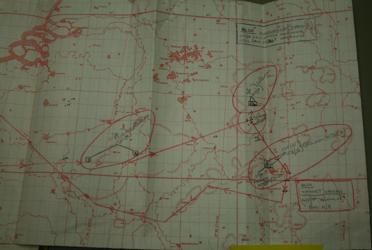 IMAGE: MRES Field Officer Marked Up Air Ministry Kingsway Generated Map for Region Near Frankfurt Germany 