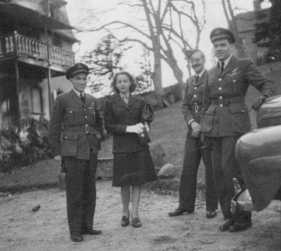 PHOTO: Hubert Brooks, Birthe Grontved, S/L Chick Rideal and another at 15 Section 
		HQ in Bad Nauheim