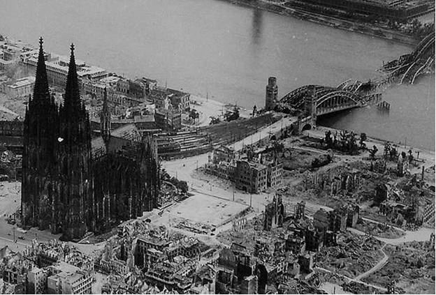 PHOTO 2: Bomb Damage around Dom Cathedral in Cologne