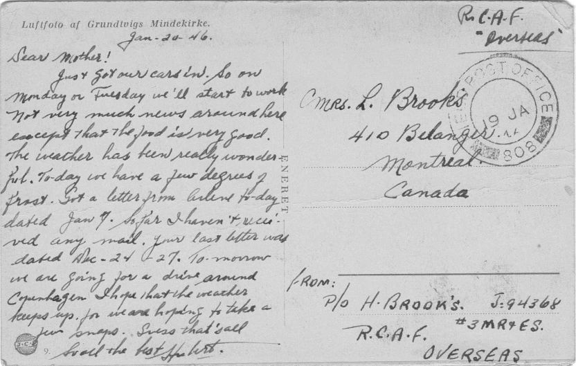 Image 20 Jan 1946 Postcard from Hubert Brooks to his mother