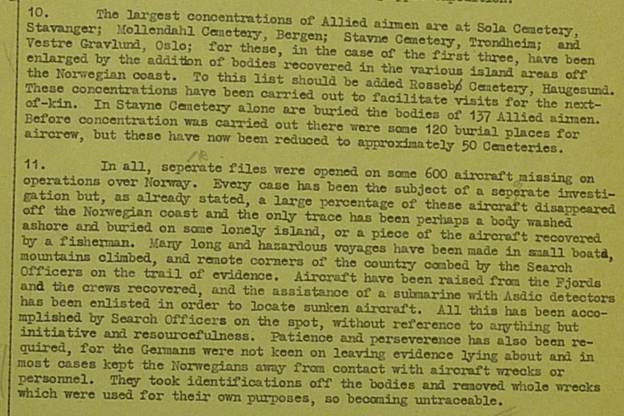 Extract from MRES Report Air 2/7939 on Norway