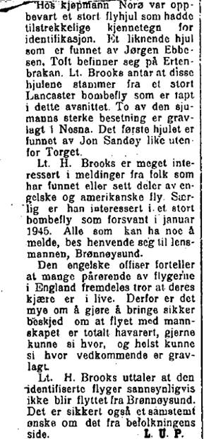 Image Norwegian Newspaper article describing work of Hubert Brooks 2 of 2