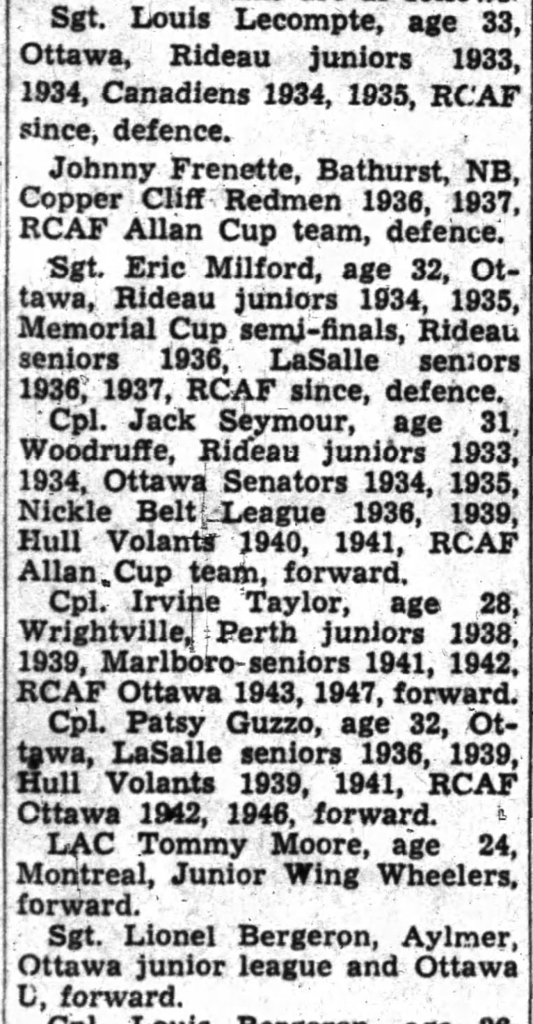IMAGE: Partial List 1 of  RCAF Flyer Prospects in camp as of October 21 1947