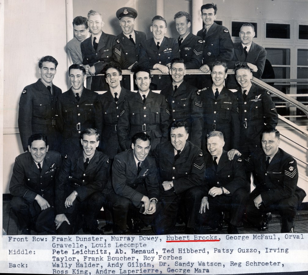 Photo: RCAF Flyers aboard Queen Elizabeth in New York Harbor Prior to departing for Europe