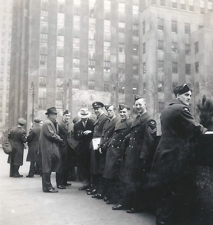 Photo: RCAF Flyers Outside Radio City New York City Prior To Boarding The Queen Elizabeth