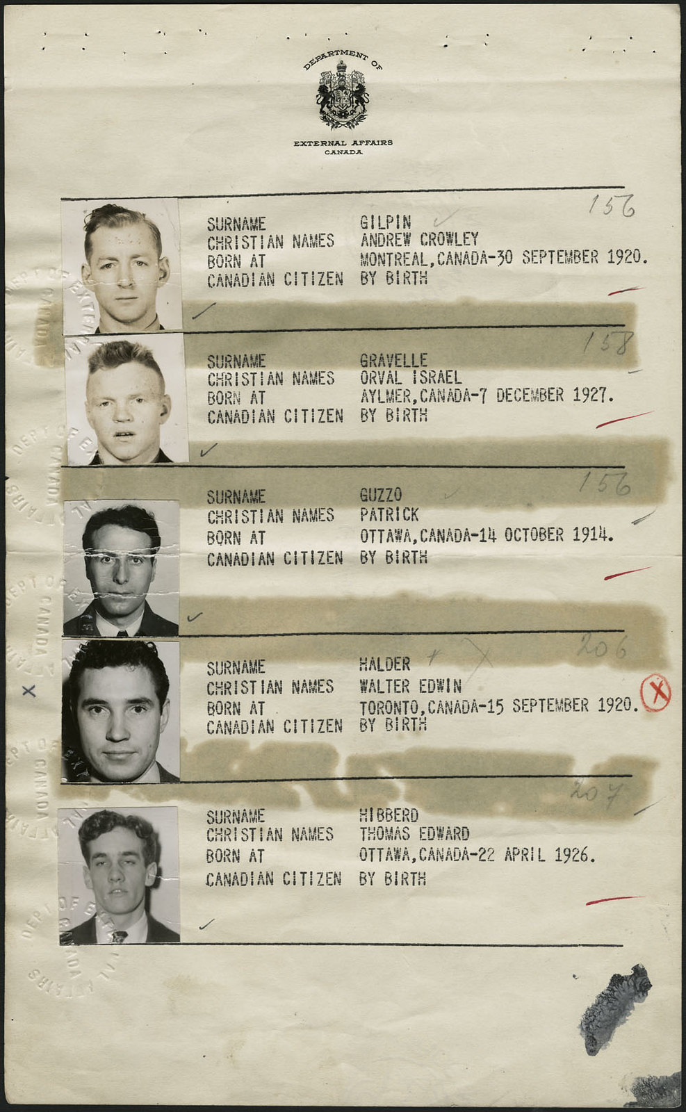 Photo: RCAF Flyer Passport Photos Page 2