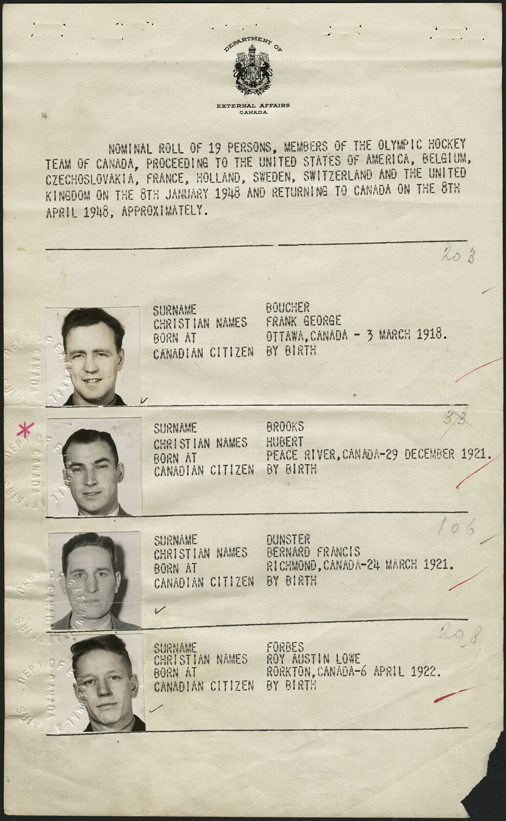 Photo: RCAF Flyer Passport Photos Page 1