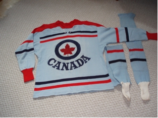 Photo: Front View RCAF Flyer Hockey Team Post-Olympic Exhibtion Game Jersey used in Canada