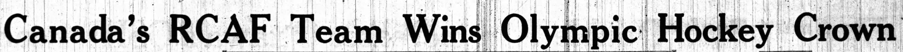 Image: Newspaper Headline Canada RCAF Wins Gold