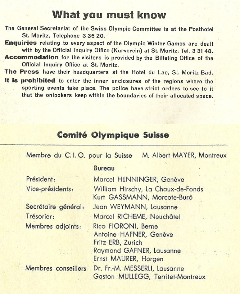 Photo: Official Program Composite Info Page for 1948 Winter Olympics 