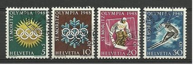Photo: Swiss Commemorative Stamps for 1948 Winter Games