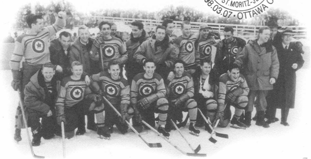 Photo: R.C.A.F. Flyers Hockey Team Celebrate Olympic Hockey Gold Medal 3