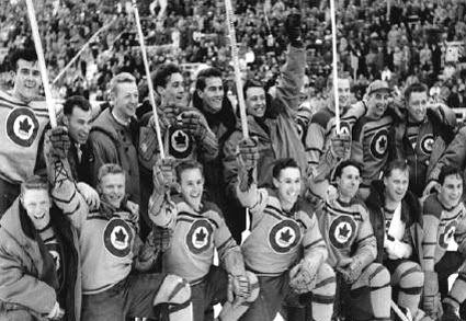 Photo: R.C.A.F. Flyers Hockey Team Celebrate Olympic Hockey Gold Medal 2_1